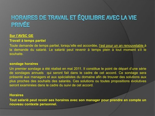 ACCORD SUR L'EQUILIBRE VIE PRIVEE / VIE PROFESSIONNELLE