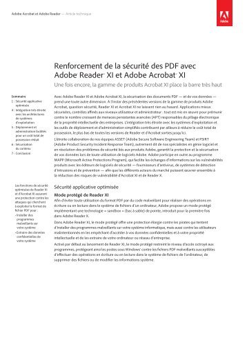 Renforcement de la sécurité des PDF avec Adobe® Reader® XI et ...