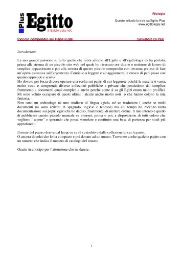 1 Introduzione La mia grande passione su tutto ... - Egittologia.net