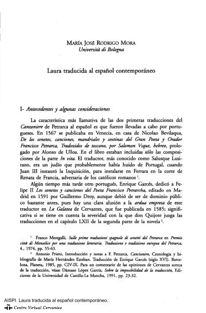 Laura traducida al español contemporáneo - Centro Virtual ...