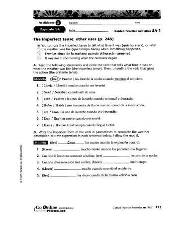 The imperfect tense: other uses (p. 248)