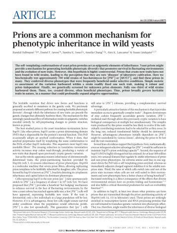 Prions are a common mechanism for phenotypic inheritance in wild ...