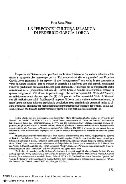 La «precoce» cultura islamica di Federico García Lorca