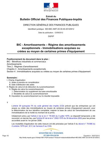Amortissements - BOFiP-Impôts - Impots.gouv.fr