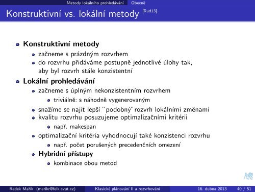 Klasické plánování II a rozvrhování