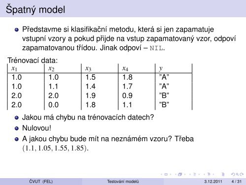 Vytežování Dat Prednáška 11 – Testování modelu: krížová validace ...