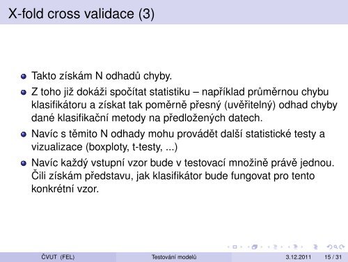 Vytežování Dat Prednáška 11 – Testování modelu: krížová validace ...