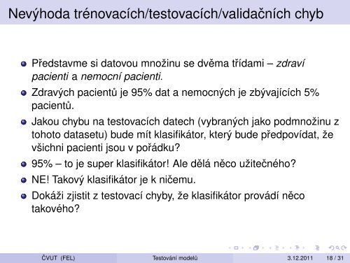 Vytežování Dat Prednáška 11 – Testování modelu: krížová validace ...