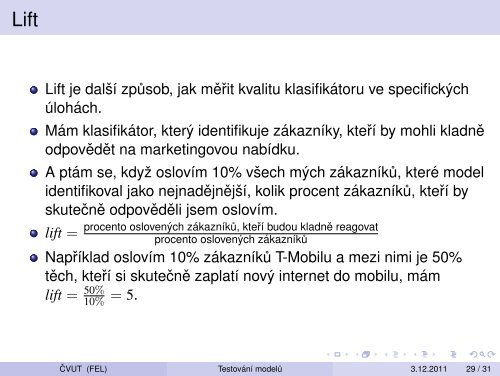 Vytežování Dat Prednáška 11 – Testování modelu: krížová validace ...