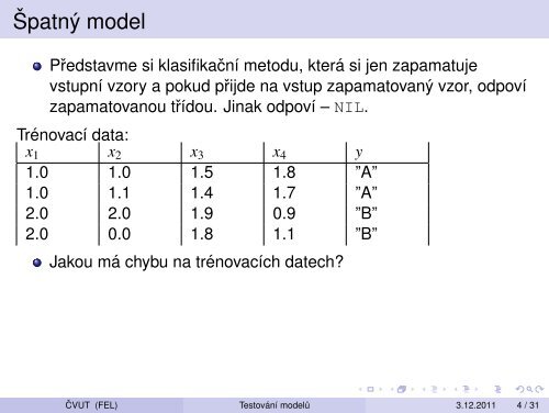 Vytežování Dat Prednáška 11 – Testování modelu: krížová validace ...