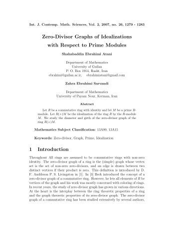 Zero-Divisor Graphs of Idealizations with Respect to Prime Modules ...