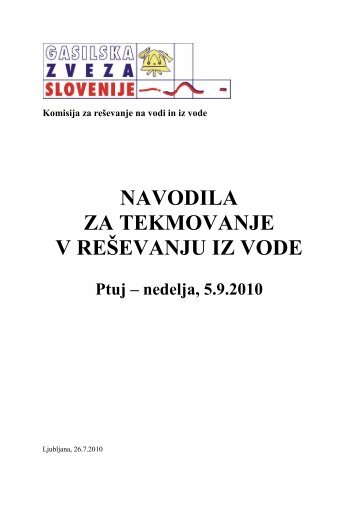 NAVODILA ZA TEKMOVANJE V REŠEVANJU IZ VODE