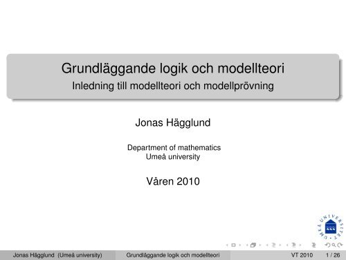 Grundläggande logik och modellteori - Inledning till modellteori och ...
