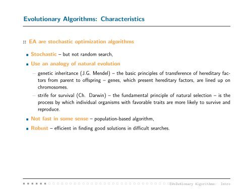 Evolutionary Algorithms: Introduction Jiˇr´ı Kubal´ık Department of ...