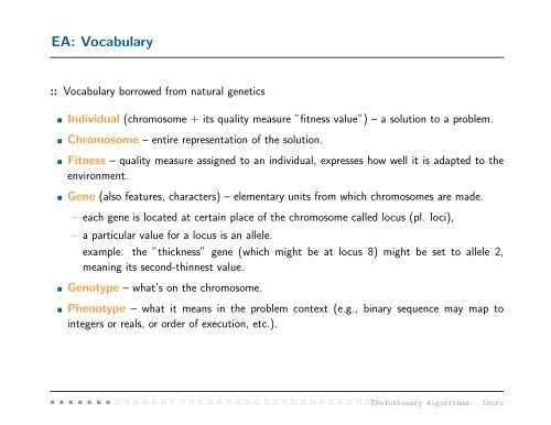 Evolutionary Algorithms: Introduction Jiˇr´ı Kubal´ık Department of ...