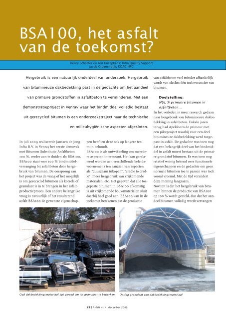 BSA100, het asfalt van de toekomst? - VBW-Asfalt