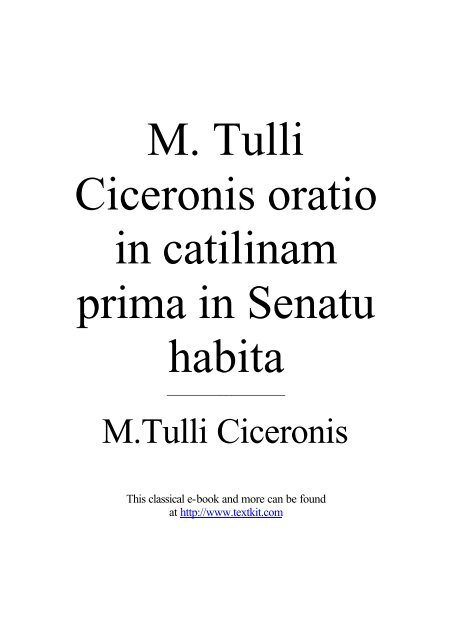 Cicero's Orations - European Americans United