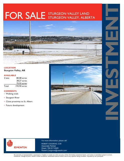 for sale sturgeon valley land sturgeon valley, alberta