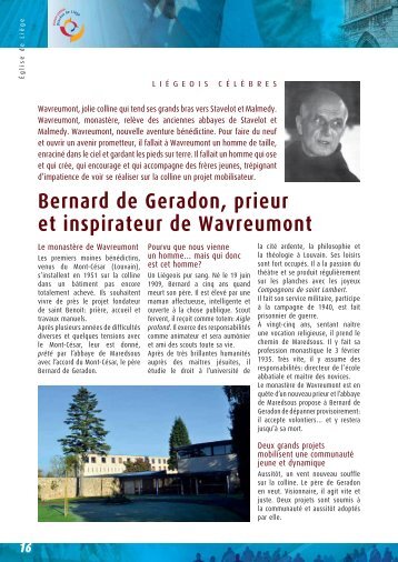 Bernard de Geradon, prieur et inspirateur de Wavreumont