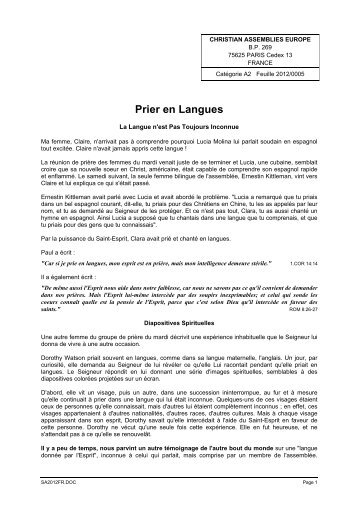 Prier en Langues - Christian Assemblies International