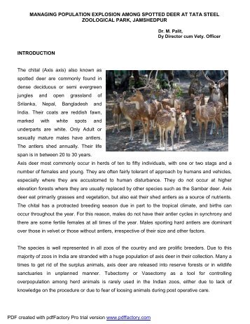 MANAGING POPULATION EXPLOSION AMONG SPOTTED DEER ...