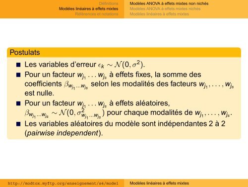 Modèles linéaires à effets mixtes Cours 1--2