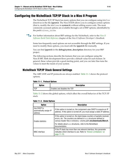 Ethernet and the NicheStack TCP/IP Stack - Nios II Edition ... - Altera