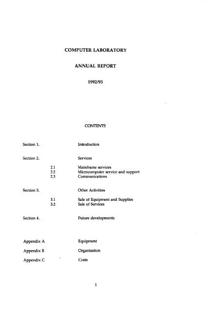 COMPUTER LABORATORY ANNUAL REPORT - Information ...