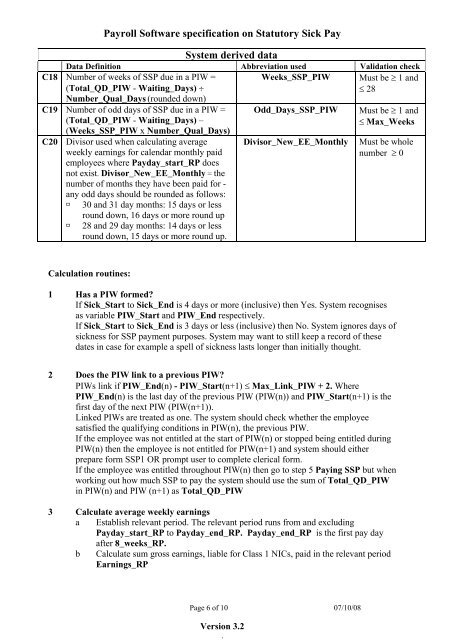 Payroll Software specification on Statutory Sick Pay - HM Revenue ...