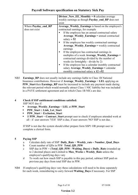 Payroll Software specification on Statutory Sick Pay - HM Revenue ...