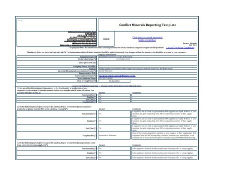 Conflict Minerals Reporting Template - Philips