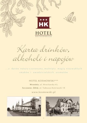 Karta Drinków - Hotel Kosmowski