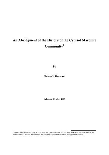 An Abridgment of the History of the Cypriot Maronite Community
