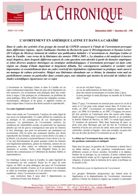 l'avortement en amérique latine et dans la caraïbe - CEPED