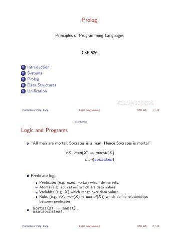 Prolog Logic and Programs