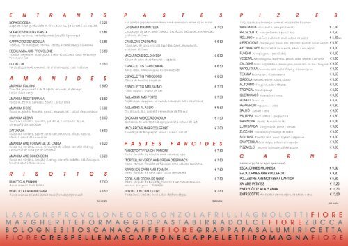 descàrrega't la carta en pdf - Pizzeria Fiore