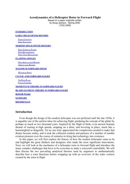 Aerodynamics of a Helicopter Rotor in Forward Flight - ITLiMS