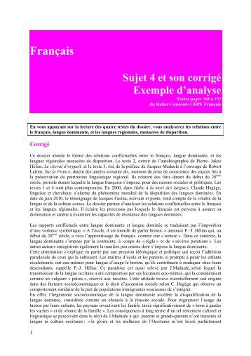 Sujet de dissertation corrige