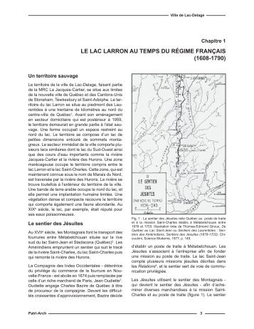 le lac larron au temps du régime français - Ville de Lac-Delage