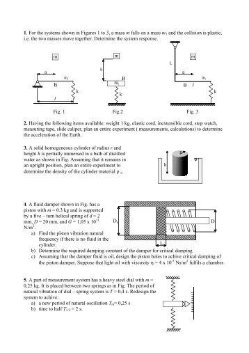 1. For the systems shown in Figures 1 to 3, a mass m falls ... - ITLiMS