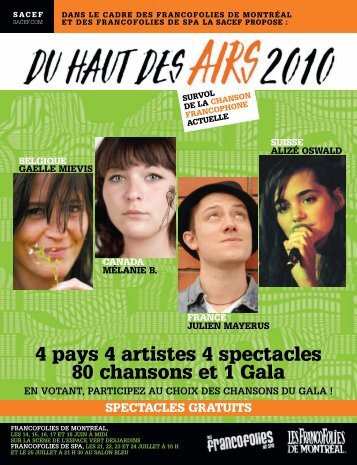 4 pays 4 artistes 4 spectacles 80 chansons et 1 Gala - sacef