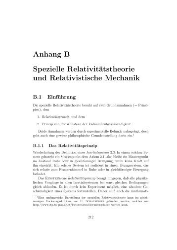 Anhang B Spezielle Relativitätstheorie und Relativistische Mechanik