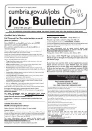 Jobs Bulletin - Cumbria County Council