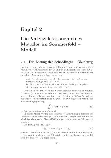 Kapitel 2 Die Valenzelektronen eines Metalles im Sommerfeld ...