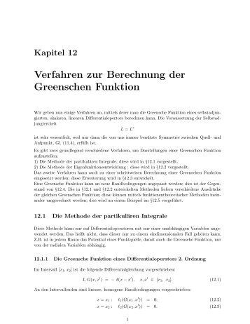 Verfahren zur Berechnung der Greenschen Funktion