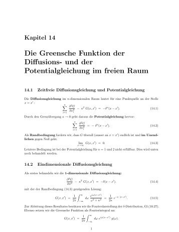 Die Greensche Funktion der Diffusions- und der Potentialgleichung ...