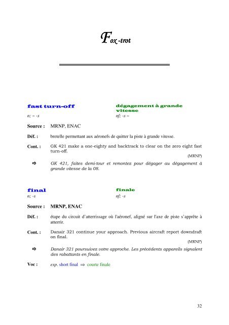 Air Traffic Control English-French Lexicon - Aéro-club de Hesbaye