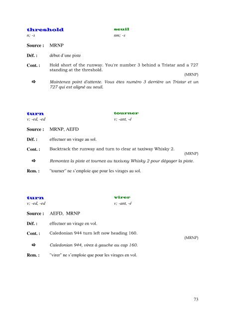 Air Traffic Control English-French Lexicon - Aéro-club de Hesbaye