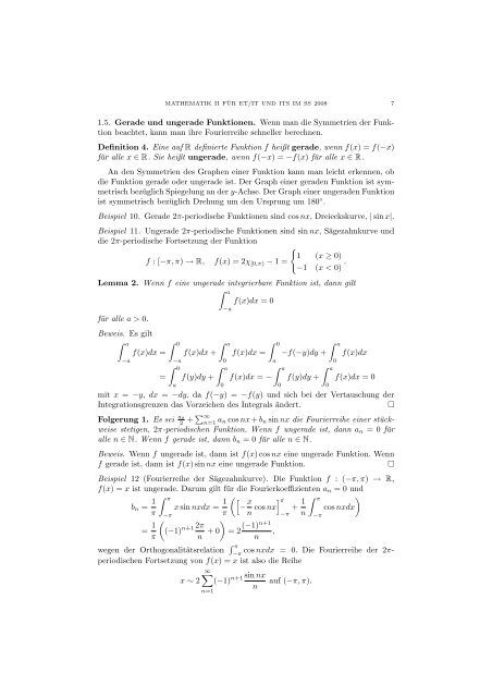 MATHEMATIK II F¨UR ET/IT UND ITS IM SS 2008 Inhaltsverzeichnis ...