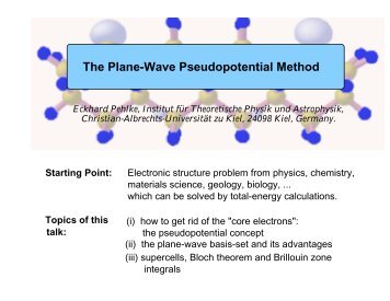 The Plane-Wave Pseudopotential Method - Theory Department of ...